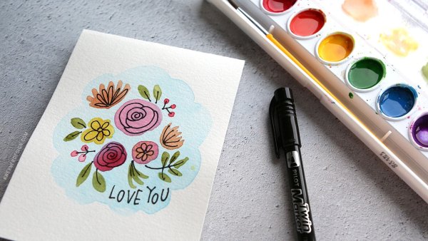 Легкая открытка акварелью