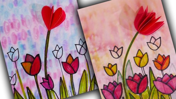 Открытка для мамы фломастерами