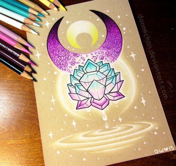 Идеи для рисунков фломастерами Кристаллы