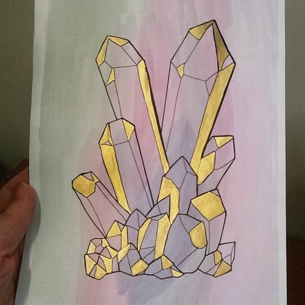 Кристалл рисунок цветными карандашами