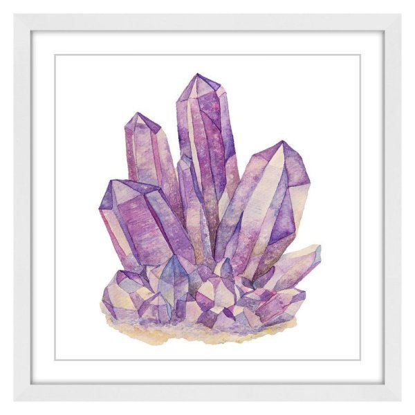 Аметист Кристаллы акварелью