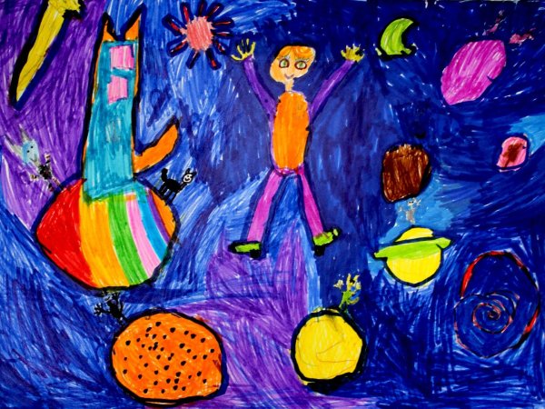 Космос рисунок фломастерами