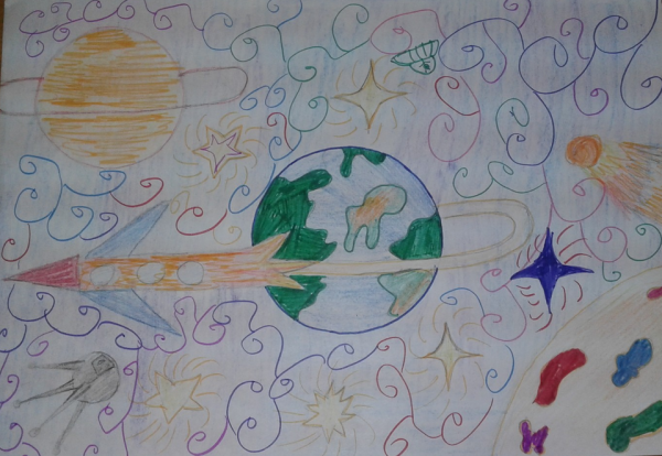 Детский рисунок космос