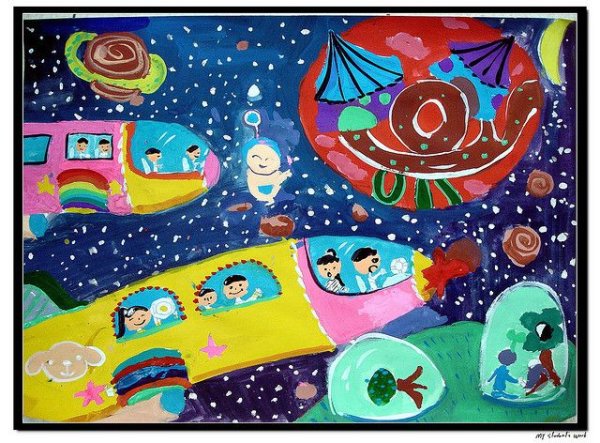 Космос рисование в подготовительной карандашами