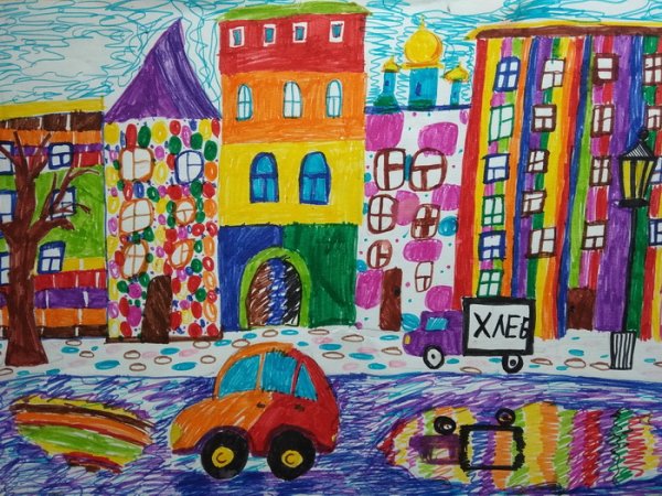 Город фломастерами для детей