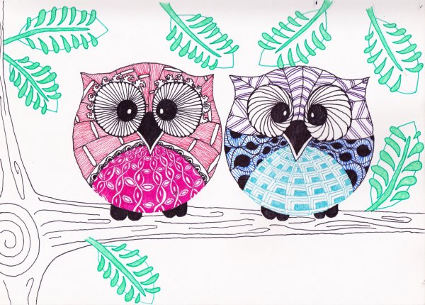 Зентангл для начинающих Сова