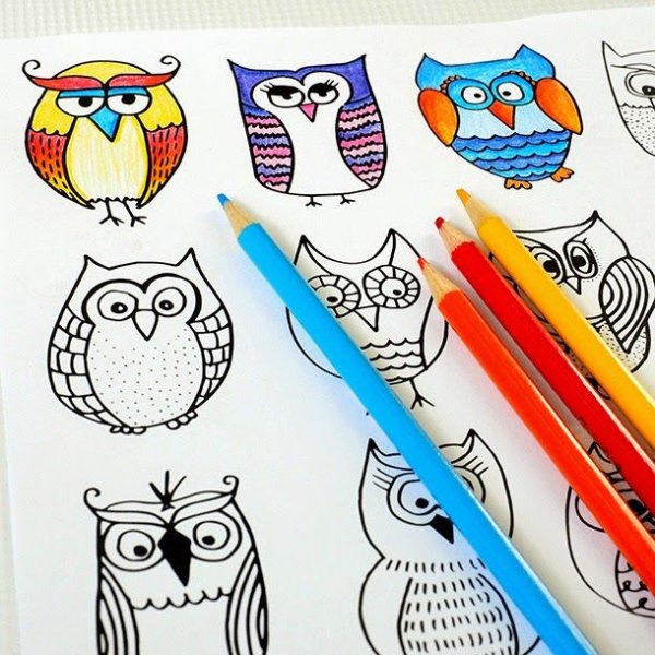Совушки для скетчбука