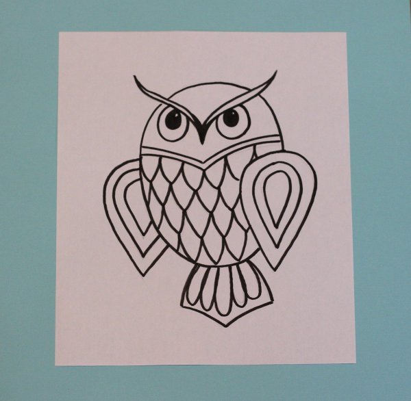 Сова рисунок фломастером