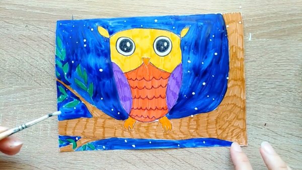 Совушки фломастерами