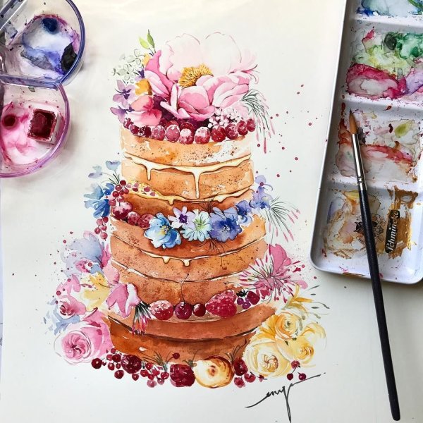 Капкейк скетч маркерами