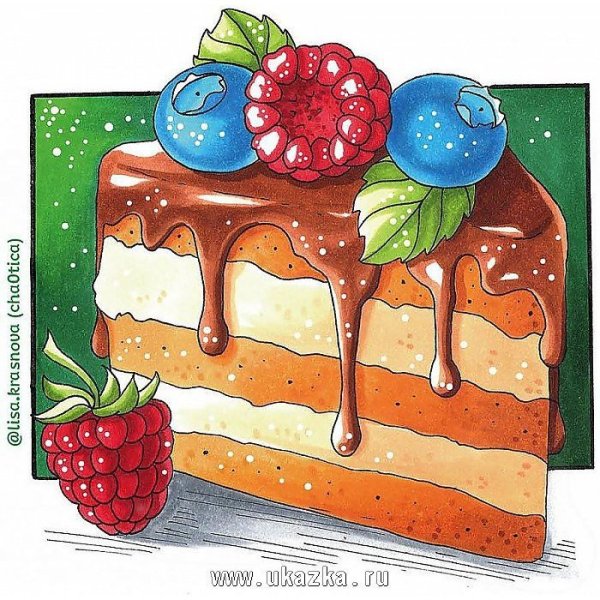 Нарисовать пирожок фломастерами