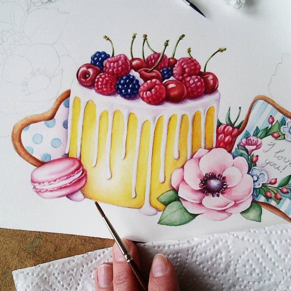 Сладости цветными карандашами