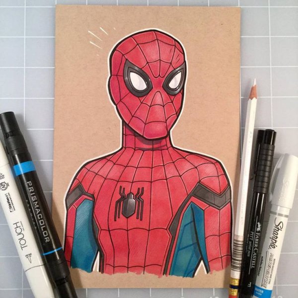 Человек паук маркерами