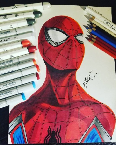 Человек паук маркерами