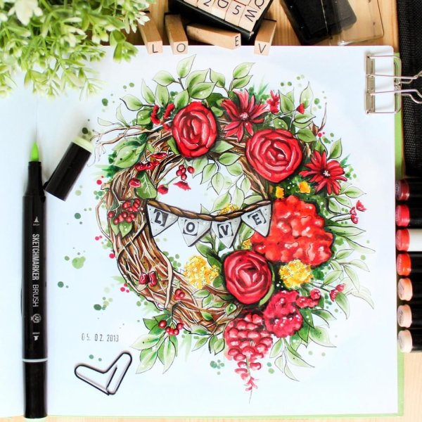 Открытки маркерами