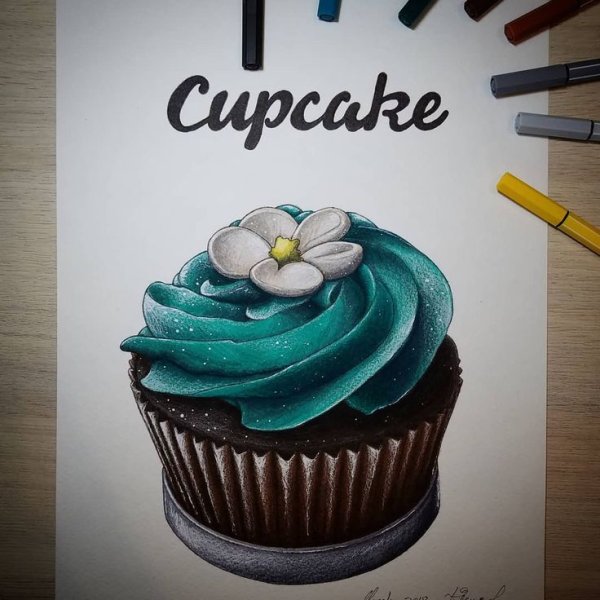 Рисунок капкейка в стиле примитивизм