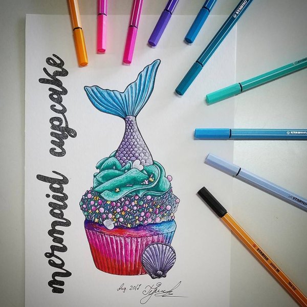 Кекс к фломастером