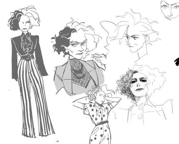 Круэлла портрет карандашом