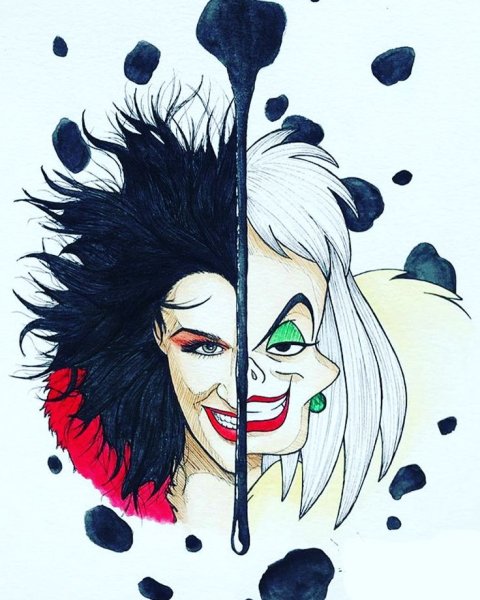 Скетч Круэлла Девиль Эмма Стоун