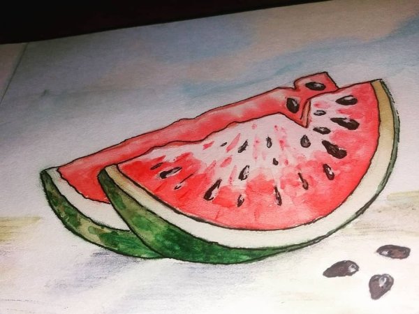 Скетчинг маркерами фрукты