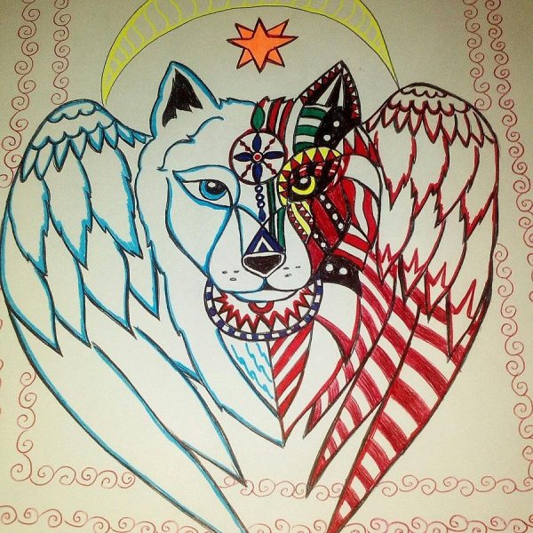 Волк рисунок фломастером