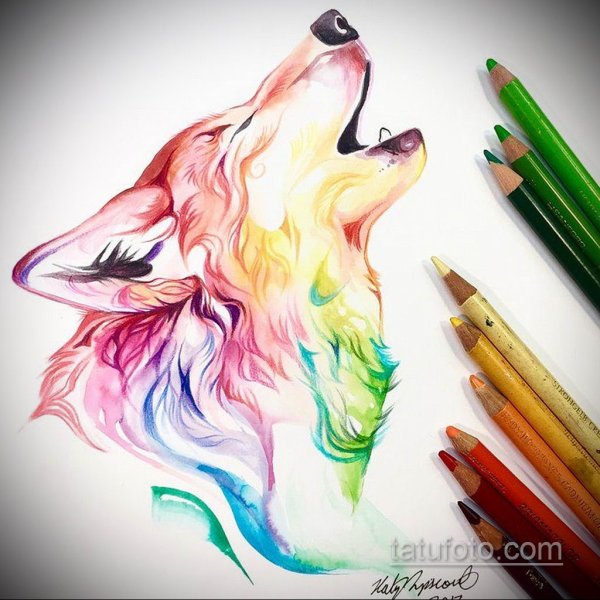 Волк фломастером