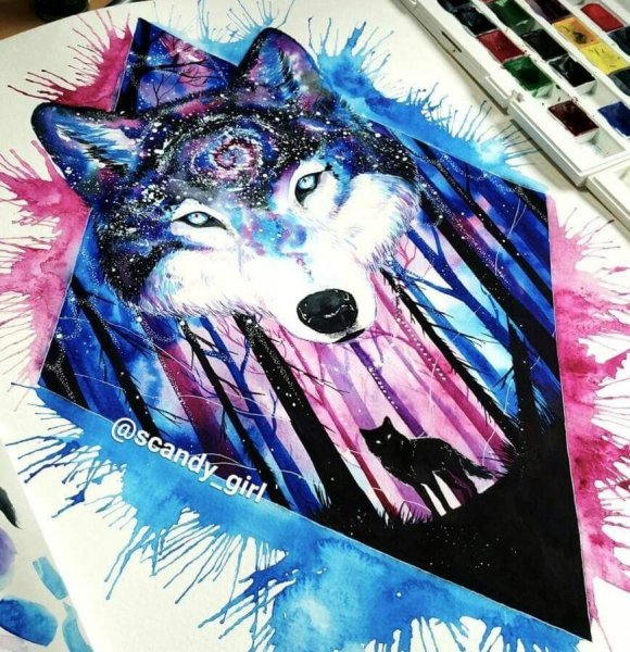 Волк фломастером