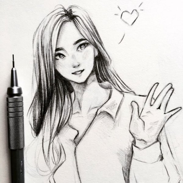 Портрет Миланы Хаметовой карандашом