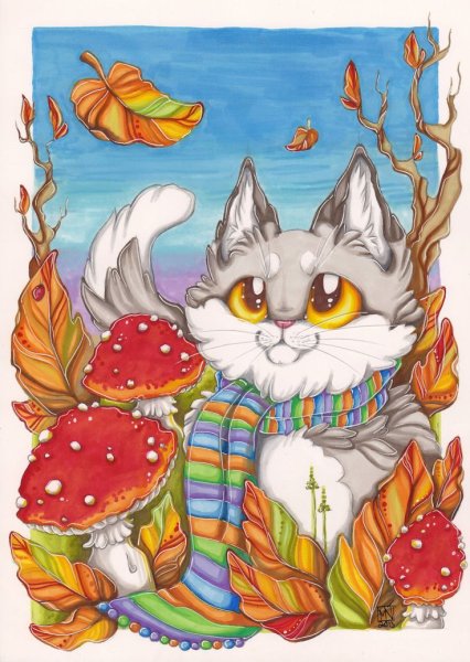 Осень фломастерами