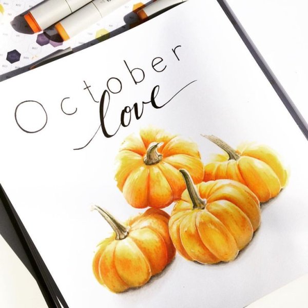 Тыква скетч маркерами