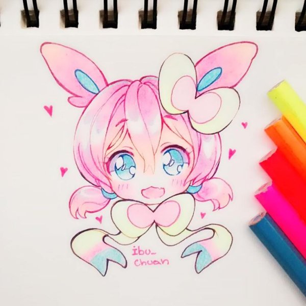 Рисунки для срисовки маркерами Чиби