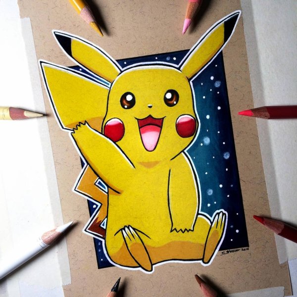 Пикачу маркерами