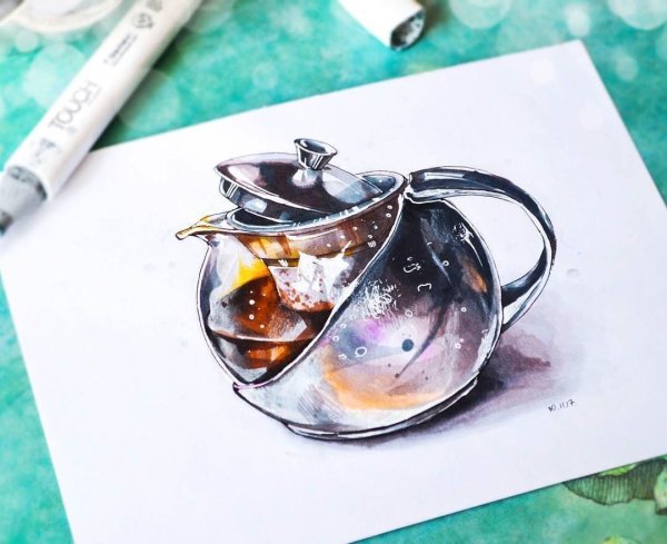 Скетчи маркерами чай