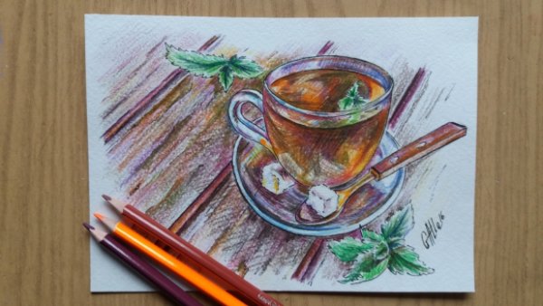 Скетчинг цветными карандашами