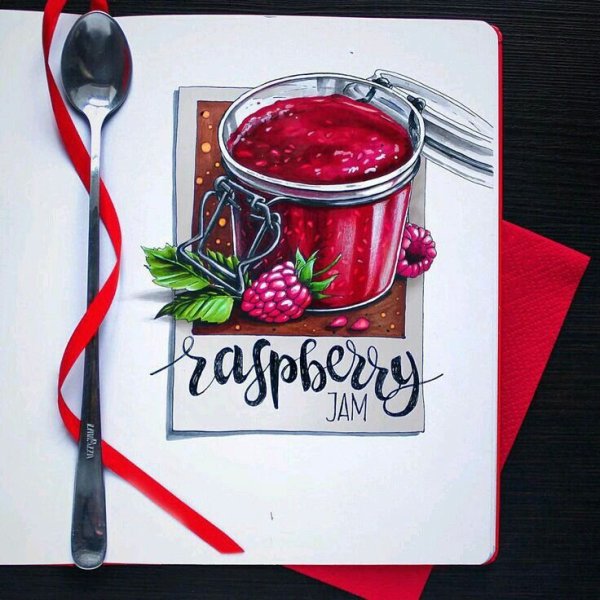 Рисунки для скетчбука маркерами еда Новогодняя