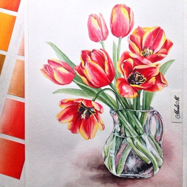 Легкая ваза с цветами