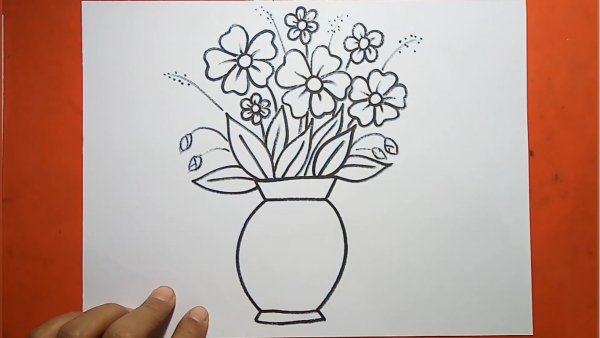 Цветы в вазе рисунок