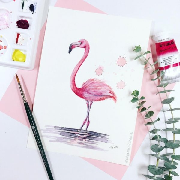 Фламинго скетч маркерами