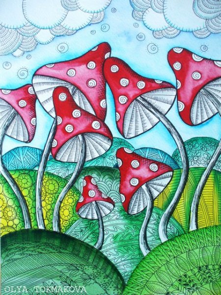 Рисование акварелью и фломастерами