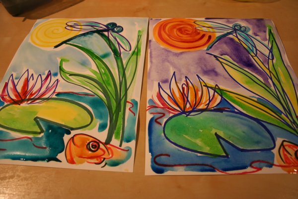 Рисование акварелью и фломастерами с детьми