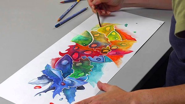 Рисование акварельными карандашами для детей