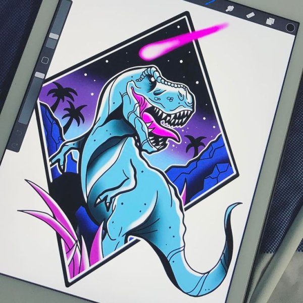 Эскиз тату динозавр