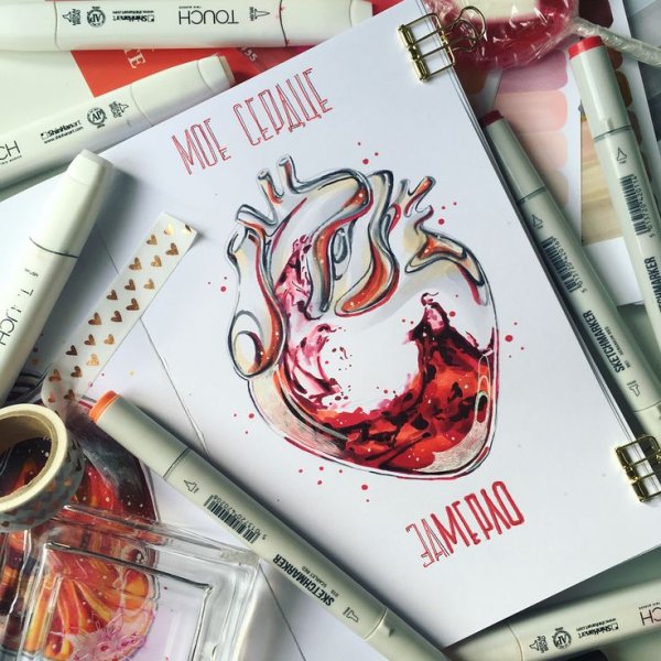 Рисунки для скетчбука фломастерами сердца