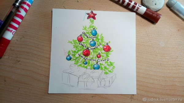Елочка фломастером