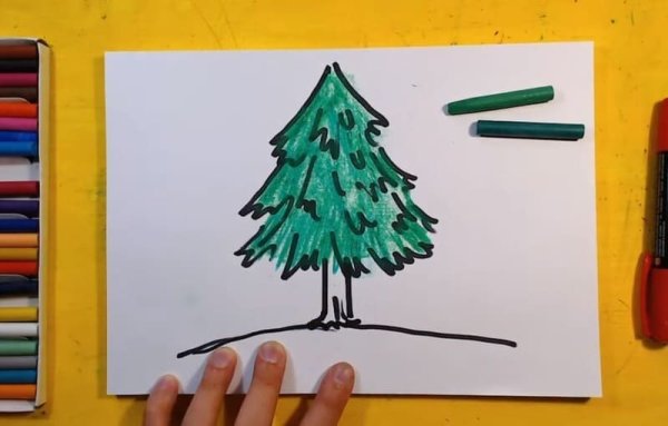 Новогодняя елка фломастерами
