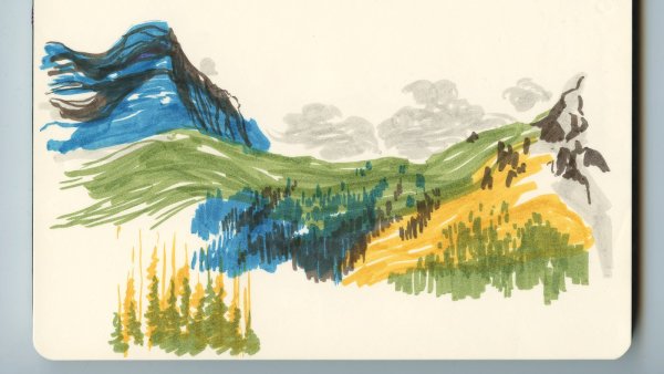 Пейзаж фломастерами