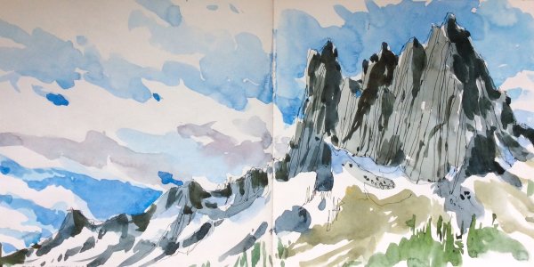 Пейзаж маркерами горы