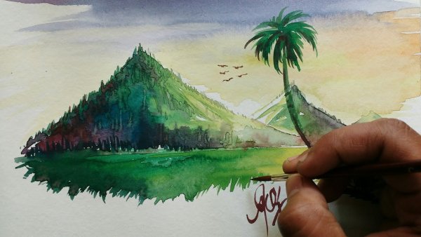 Зеленые горы рисунок