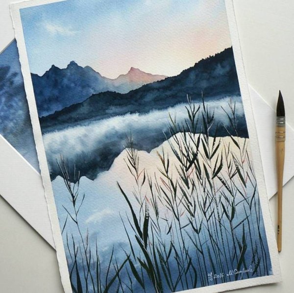 Пейзажи акварелью в скетчбуке