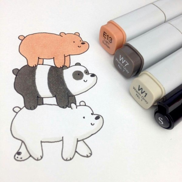 Медвежонок маркерами